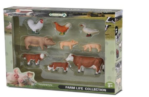 Collecta 89130 Bauernhof Set mit 9 Figuren in einer Geschenkverpackung