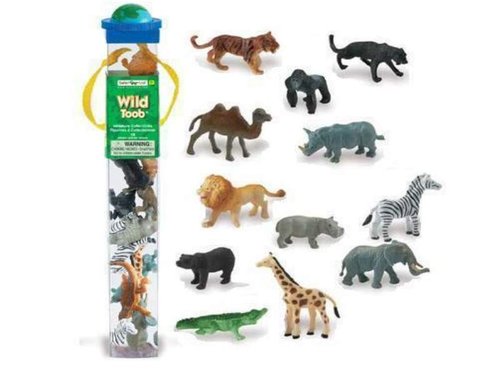 Safari Ltd 695004 Wildtiere  (12 Minifiguren) Serie Tubos-Röhren
