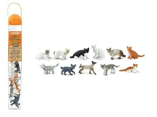 Safari Ltd 699204 Hauskatzen Katzen (11 Minifiguren) Tubos-Röhren