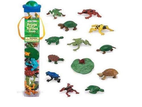 Safari Ltd 694804 Frösche und Schildkröten  (13 Minifiguren) Serie Tubos-Röhren