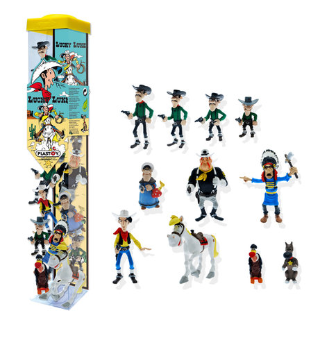 Plastoy 70371 Lucky Luke - Minifiguren Lucky 11 Minifiguren  Serie Tubos-Röhren