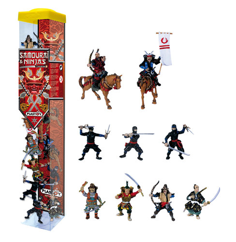 Plastoy 70373 Samurai und Ninja (11 Minifiguren)  Serie Tubos-Röhren