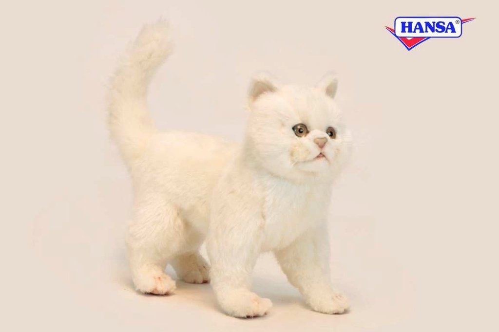 Hansa Toy 6434 Katze weiß stehend 29 cm Kuscheltier Stofftier Plüschtier