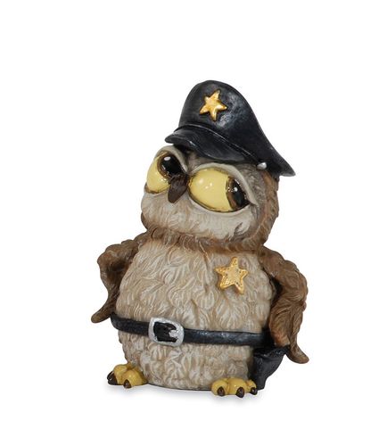 Les Alpes 014 92404 Owl policeman 8,5 cm synthetic resin Funny Decoration Series Owls