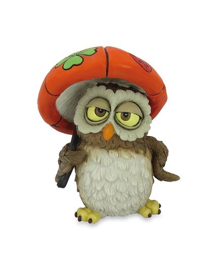 Les Alpes 014 92359 Owl + mushroom-hat 9 cm synthetic resin Funny Decoration Series Owls