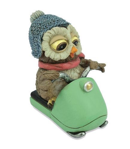 Les Alpes 014 92423 Owl snowmobile 9 cm synthetic resin Funny Decoration Series Owls