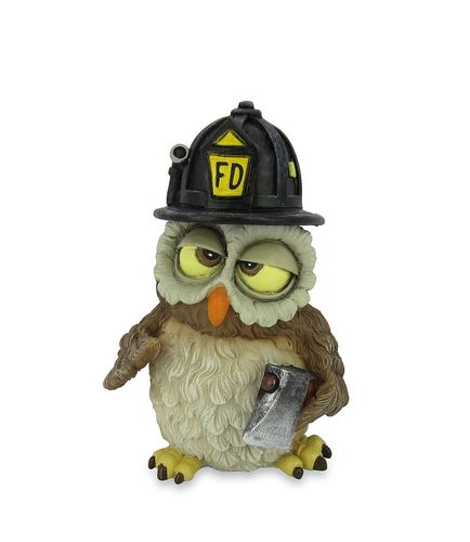 Les Alpes 014 92362 Owl fireman 9,5 cm synthetic resin Funny Decoration Series Owls