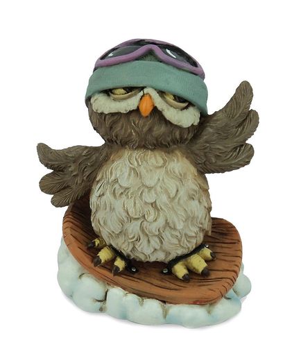 Les Alpes 014 92427 Owl Snowboard 9,5 cm synthetic resin Funny Decoration Series Owls