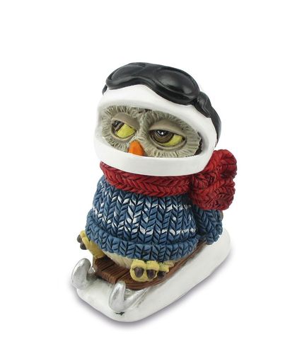 Les Alpes 014 92963 Owl sledge 7 cm synthetic resin Funny Decoration Series Owls