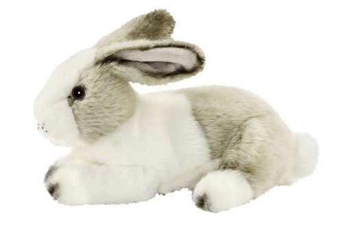Anima 3889 Kaninchen weiß grau liegend 24 cm Kuscheltier Stofftier Plüschtier