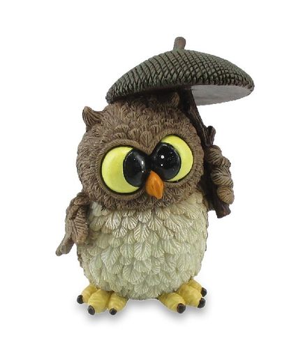 Les Alpes 014 92894 Owl + mushroom-hat 11 cm synthetic resin Funny Decoration Series Owls