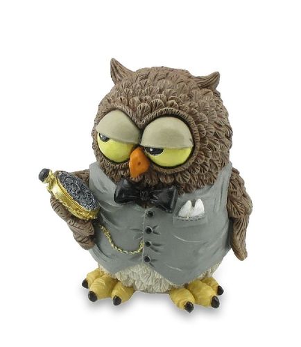 Les Alpes 014 92886 Owl + pocket-watch 9 cm synthetic resin Funny Decoration Series Owls