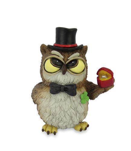 Les Alpes 014 92368 Owl bride groom 8 cm synthetic resin Funny Decoration Series Owls