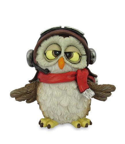 Les Alpes 014 92361 Owl Pilot 8,5 cm synthetic resin Funny Decoration Series Owls