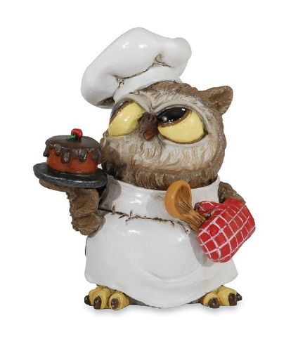 Les Alpes 014 92408 Owl chef 8 cm synthetic resin Funny Decoration Series Owls