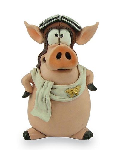 Les Alpes 014 92751 pilot 9 cm synthetic resin Funny Decoration Series Pig Rolf