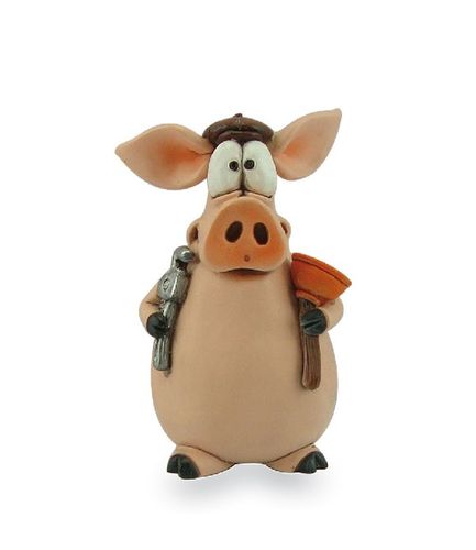 Les Alpes 014 92757 hydraulic engineer 9 cm synthetic resin Funny Decoration Series Pig Rolf