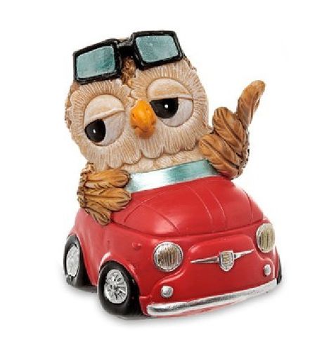 Les Alpes 006 00217R owl in car (red) 8 cm synthetic resin Funny Decoration Series Owls