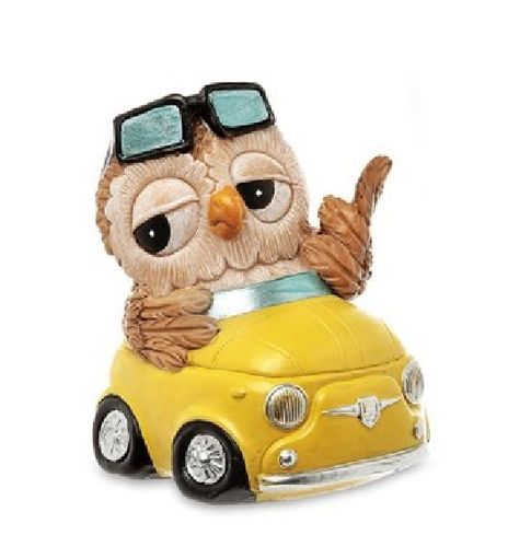 Les Alpes 006 00217G owl in car (yellow) 8 cm synthetic resin Funny Decoration Series Owls