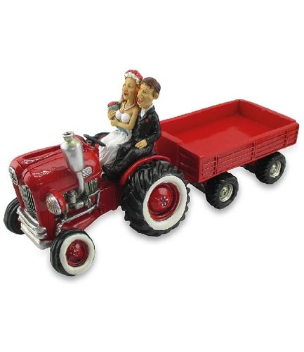 Les Alpes 014 11715 tractor with bridal couple 30 cm resin decorative figure series money box