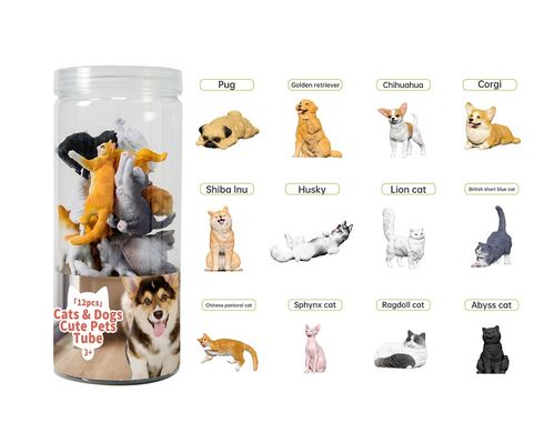 Recur RH061 Dogs and Cats 12 minifigures tubos tubes